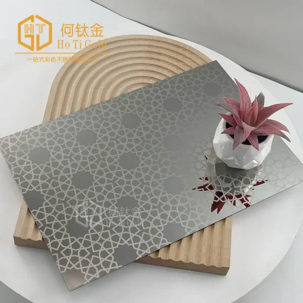 grey mirror etched stainless steel sheet